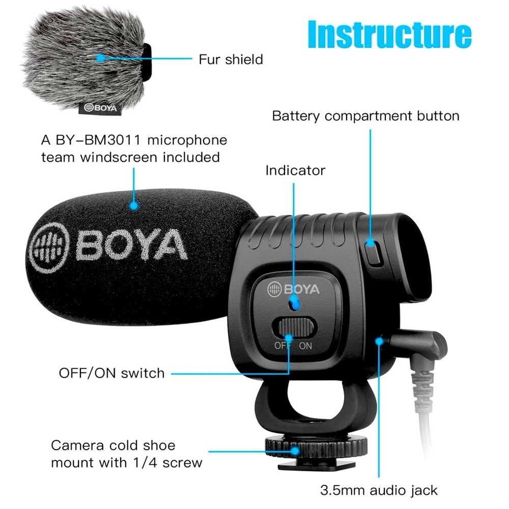 BOYA Content Creator Microphone w/ Windscreen - iPhone & Android compatible